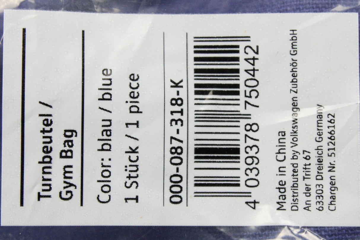 Volkswagen gym sports drawstring bag 000087318K