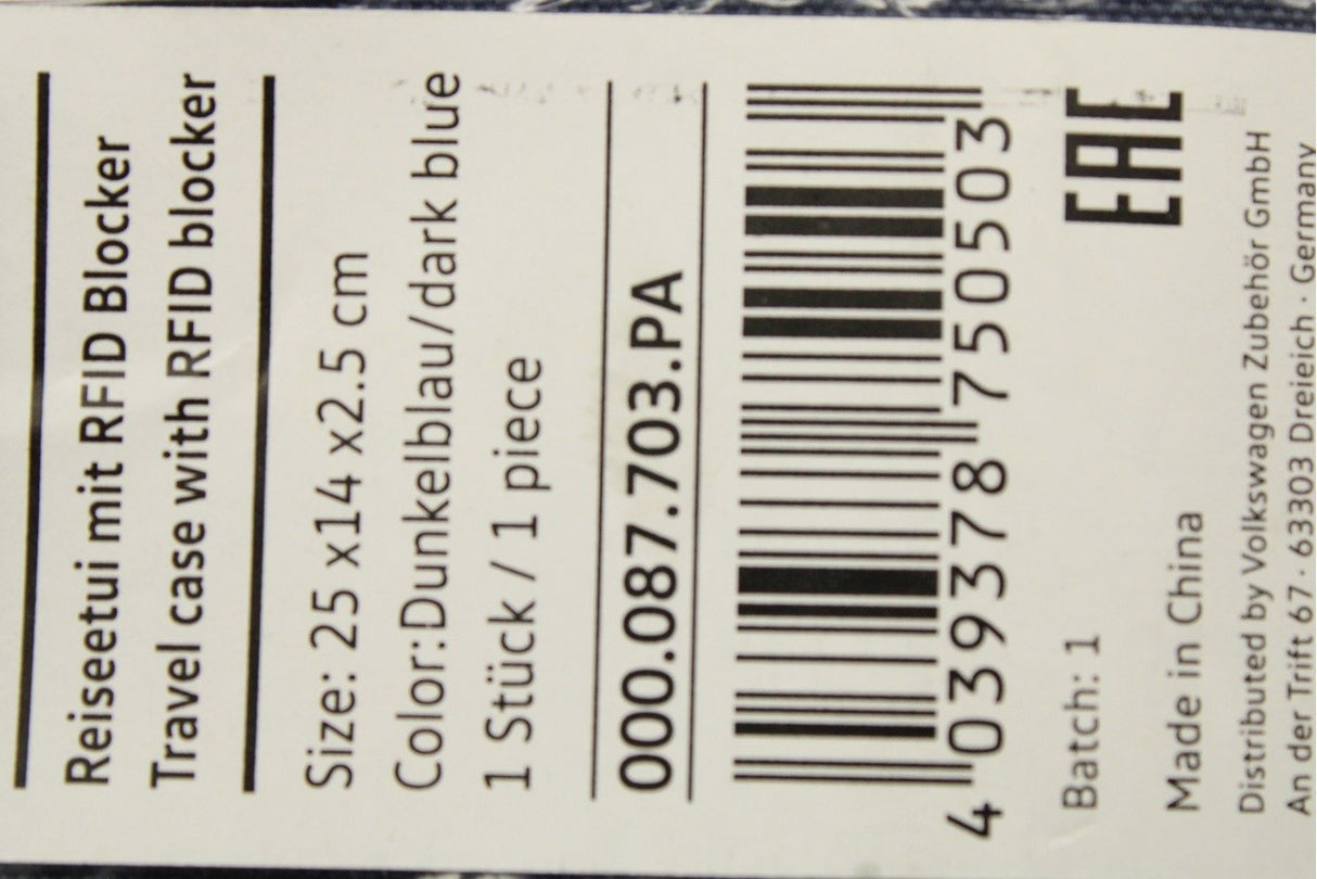 Volkswagen travel wallet case (RFID blocker) 000087703PA