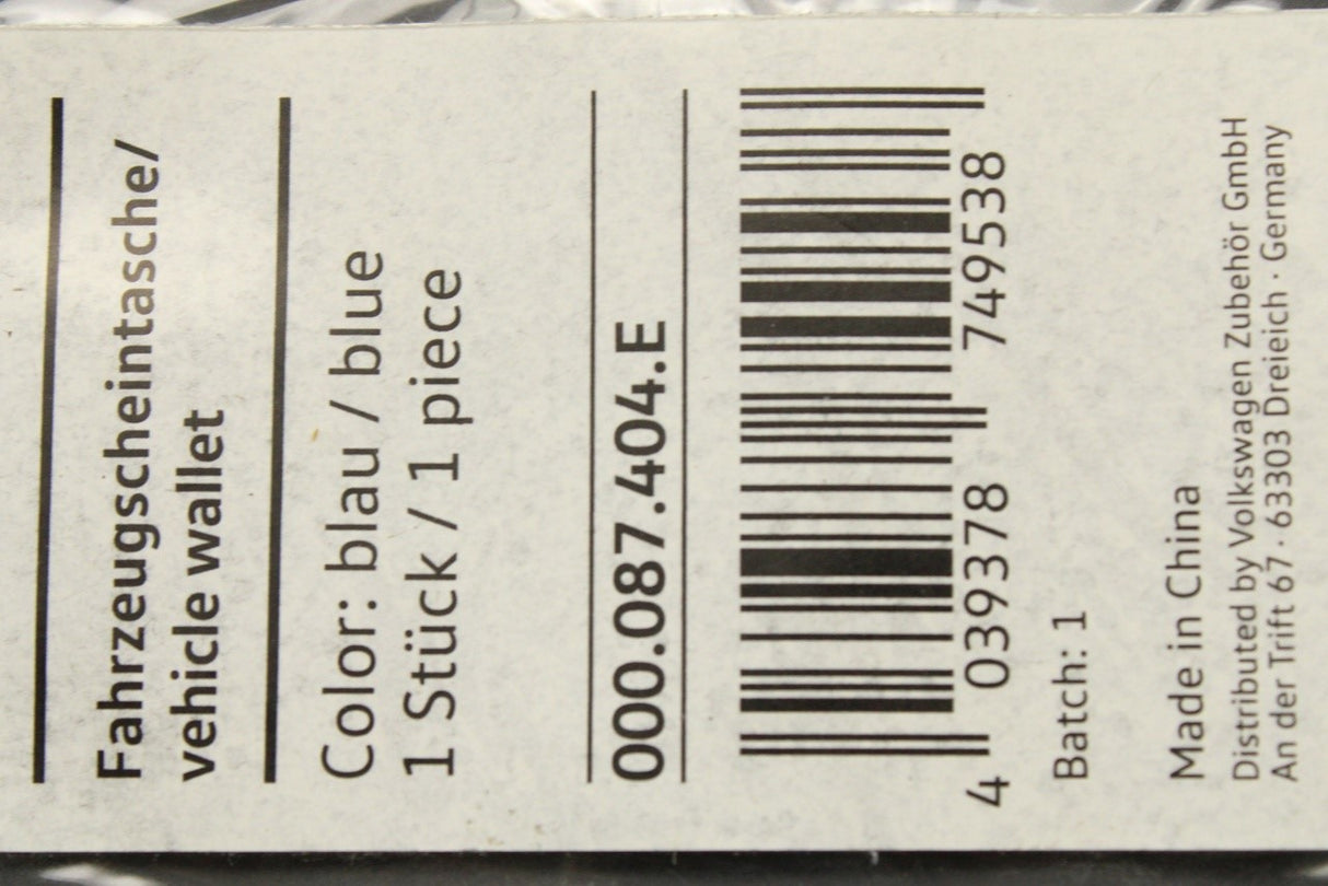 Volkswagen document folder case 000087404E
