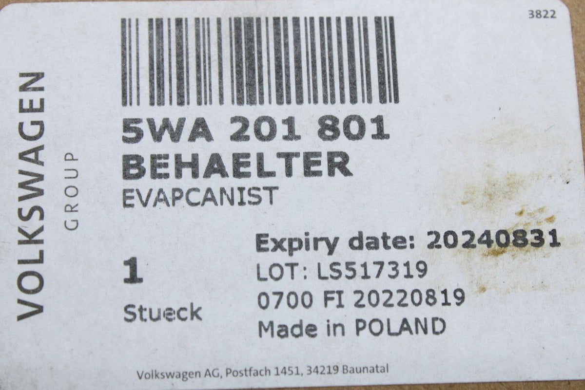 VW Audi Skoda SEAT TSI TFSI fuel activated charcoal container 5WA201801