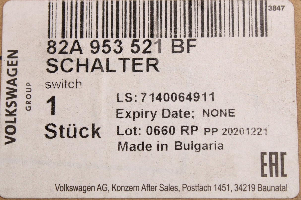 Audi A1 A3 Q2 Q3 RSQ3 wiper indicator stalks squib ring 82A953521BF