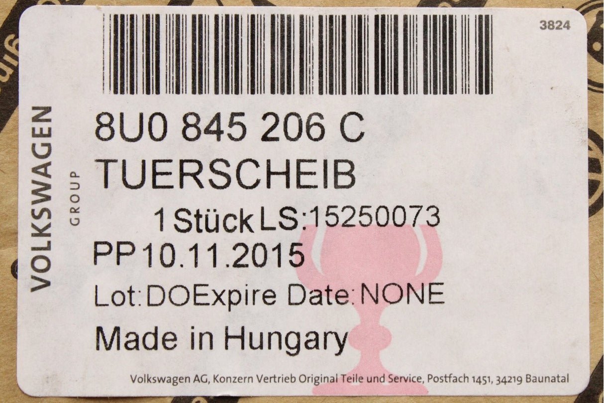Audi Q3 12-18 RSQ3 14-18 rear tinted window glass (right) 8U0845206C