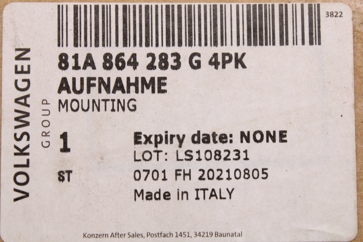 Audi Q2 2017-on armrest mount (centre front) 81A864283G 4PK