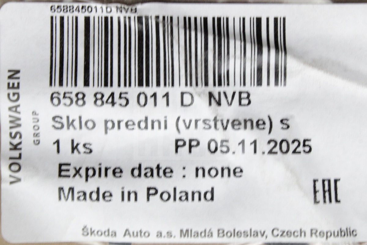 Skoda Scala Kamiq 2019-on front windscreen glass 658845011D NVB