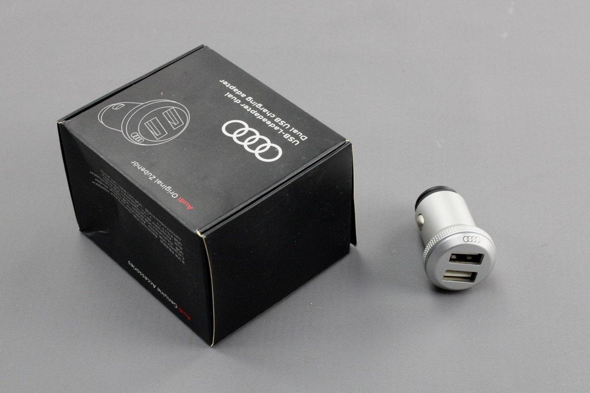 Audi 12V to dual USB-A charging adapter aluminium 8X0051443