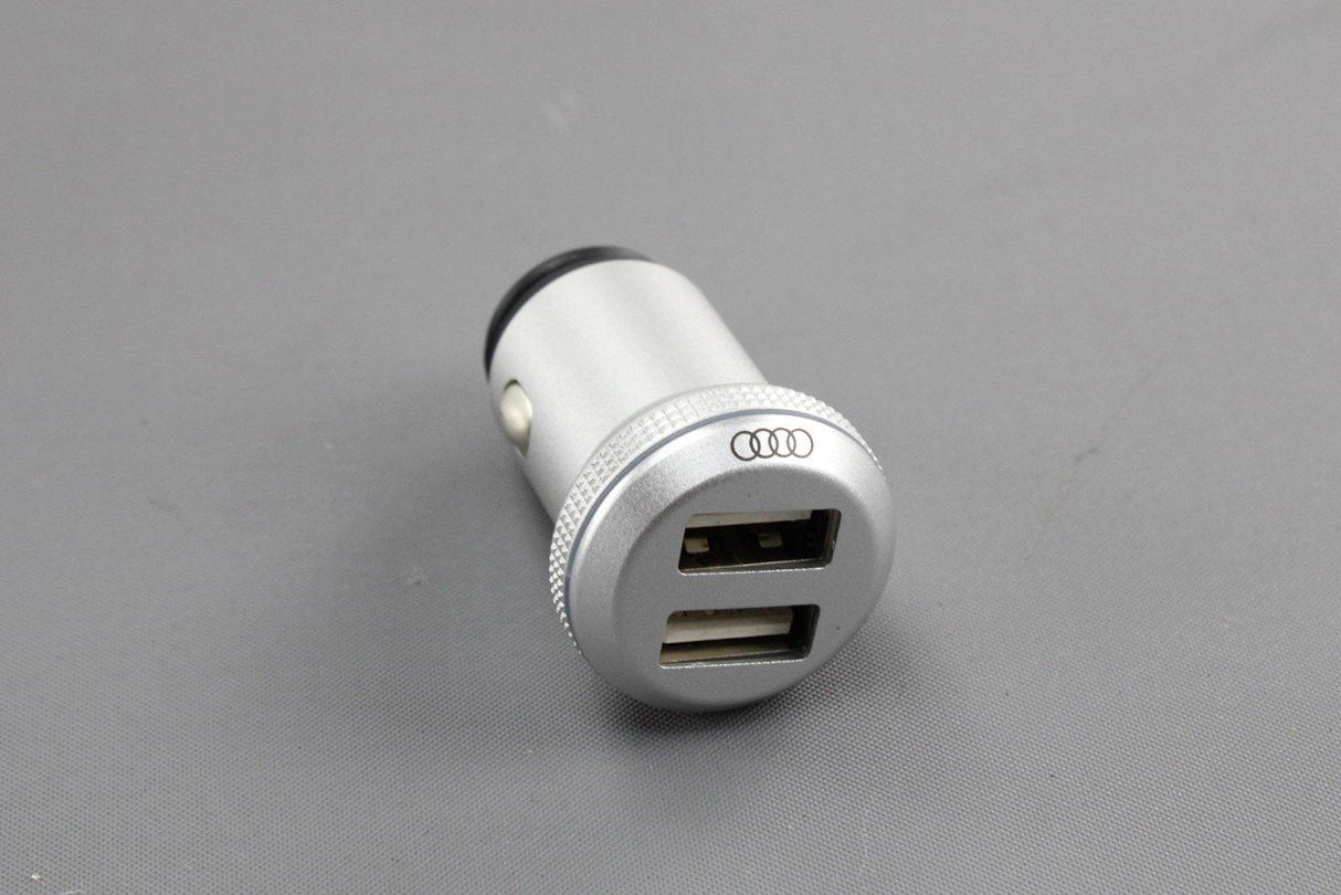 Audi 12V to dual USB-A charging adapter aluminium 8X0051443