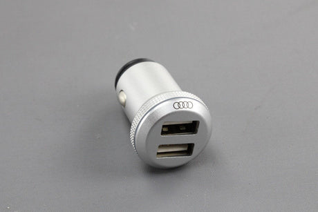 Audi 12V to dual USB-A charging adapter aluminium 8X0051443