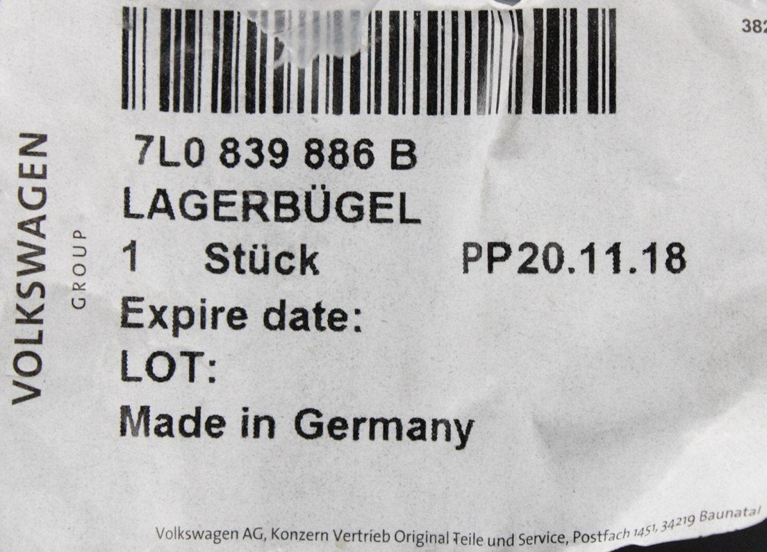 VW Touareg 2003-2010 door handle mounting bar (rear right) 7L0839886B