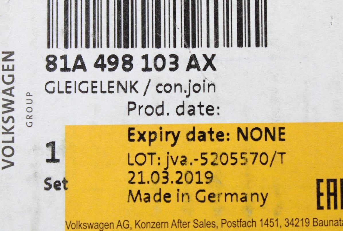 VW Audi Skoda SEAT CV joint set for 7-speed auto (inner) 81A498103AX