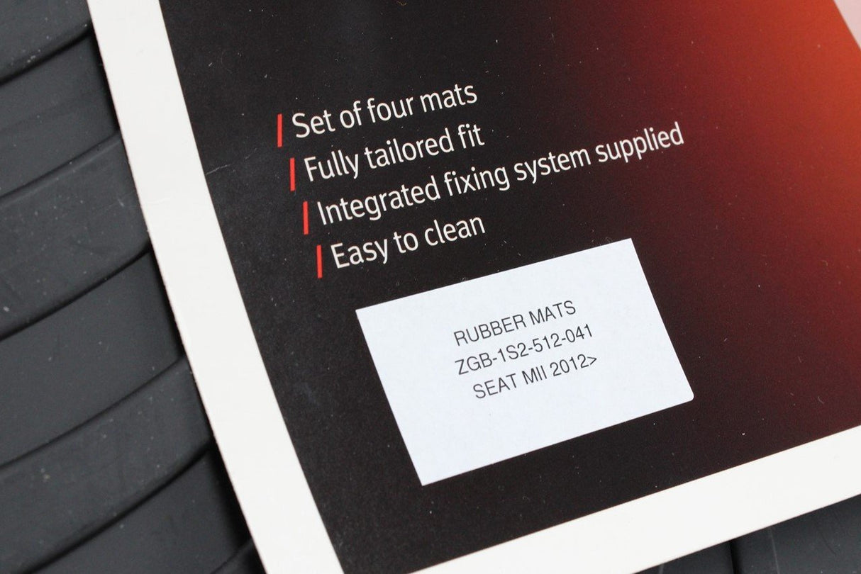SEAT Mii 2012-on rubber mat set front and rear (RHD) ZGB1S2512041