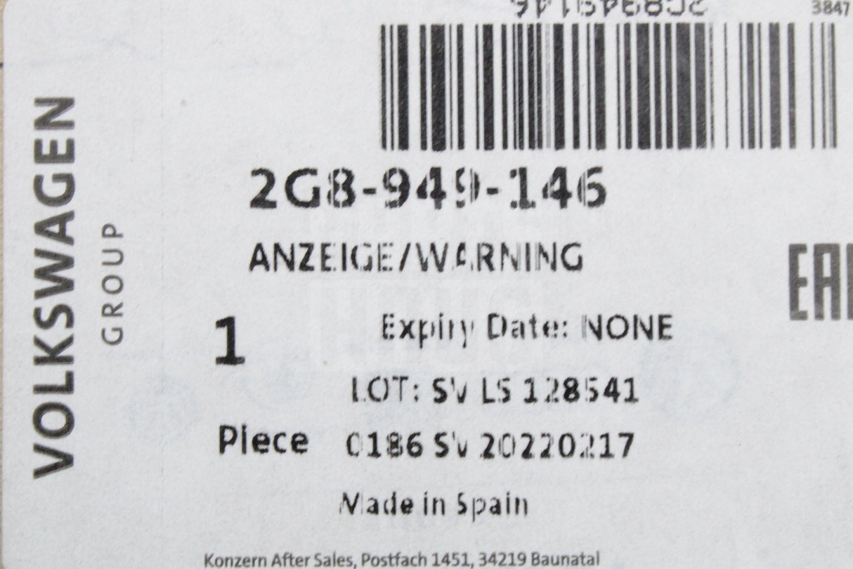 VW Taigo 2022-on lane change assist warning display (right) 2G8949146