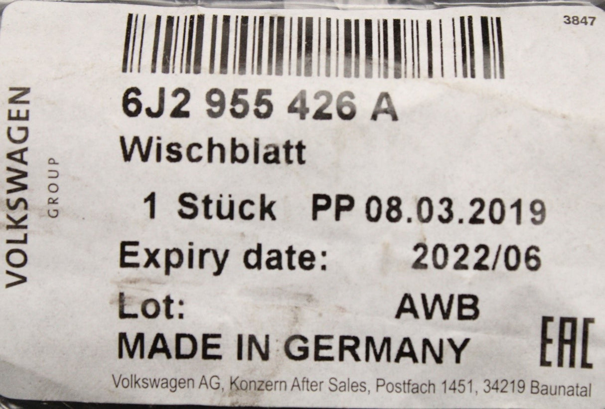 SEAT Ibiza 2009-2017 RHD wiper blade (front right) 6J2955426A