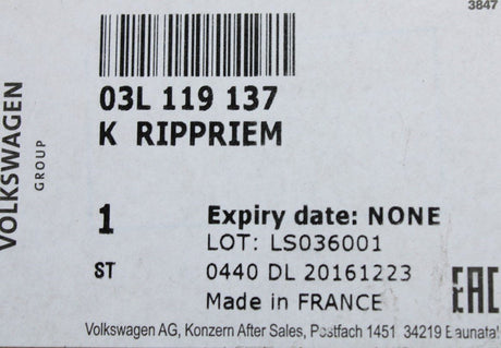 VW Crafter 2.0 TDI 2006-16 poly V auxiliary drive belt 03L119137