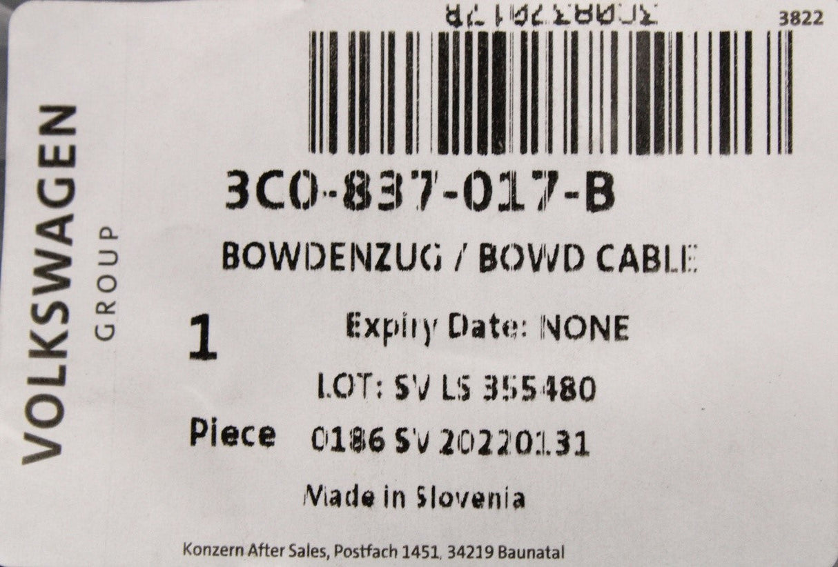 VW Passat 2006-2015 exterior door handle bowden cable 3C0837017B