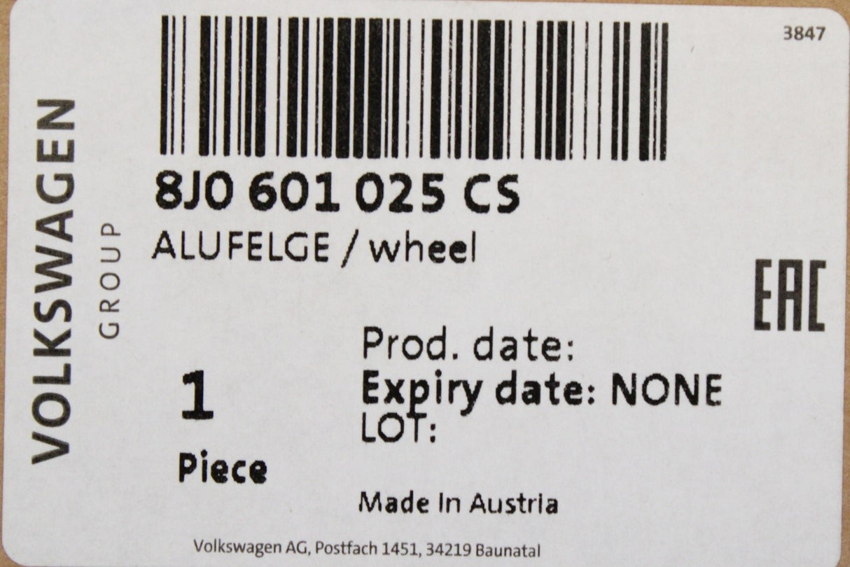 Audi TT 2011-2014 alloy wheel (18x9J ET52) 8J0601025CS