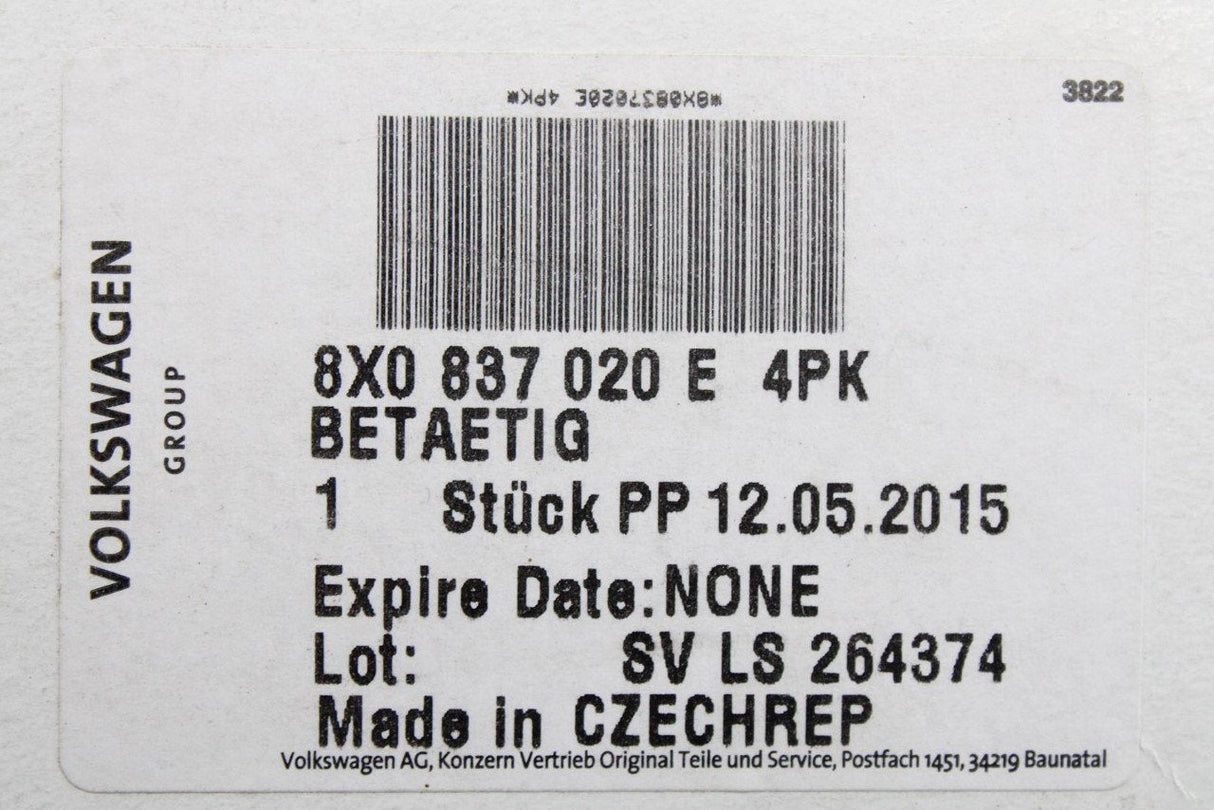 Audi A1 11-18 interior door release handle (front right) 8X0837020E 4PK