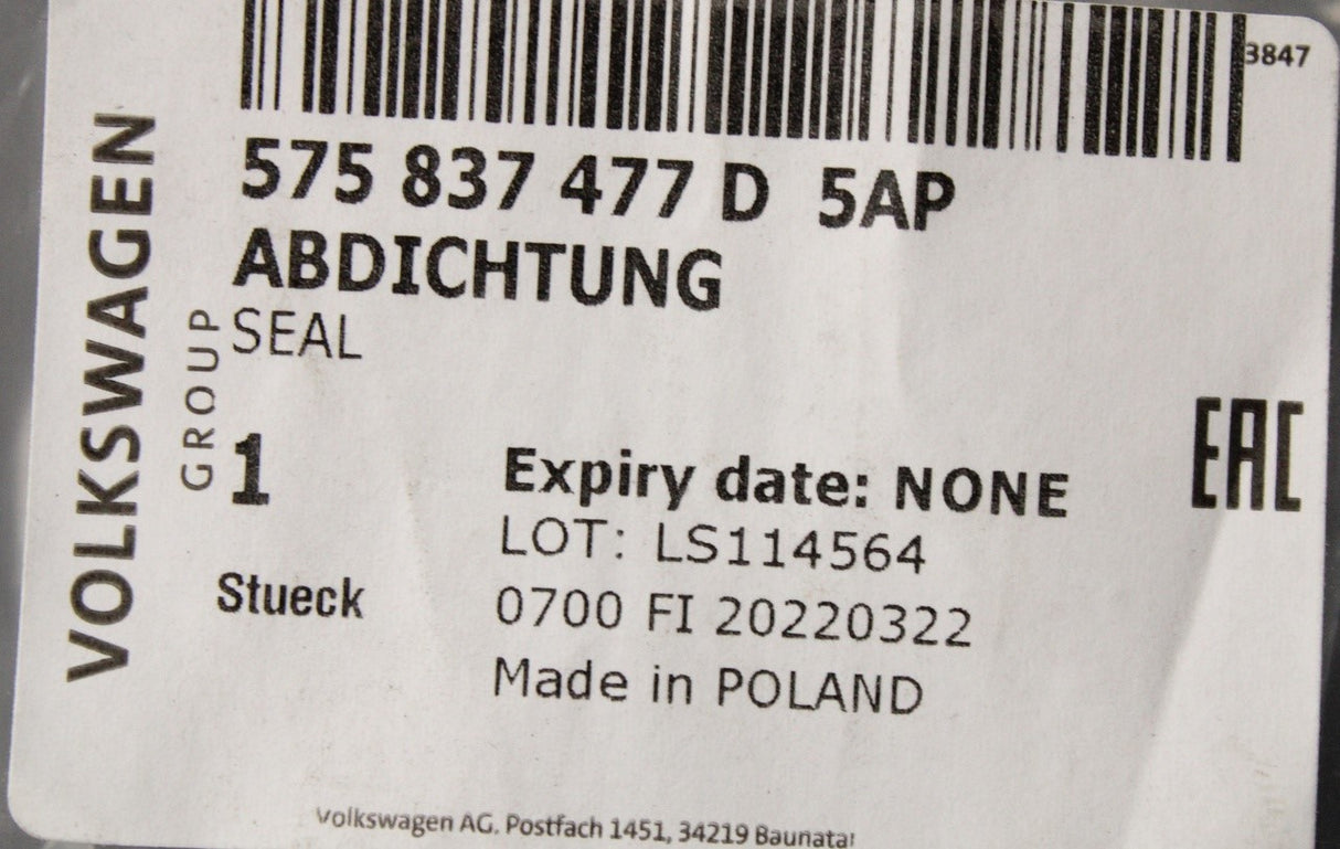 SEAT Ateca 16-on outer window aperture seal (front left) 575837477D 5AP