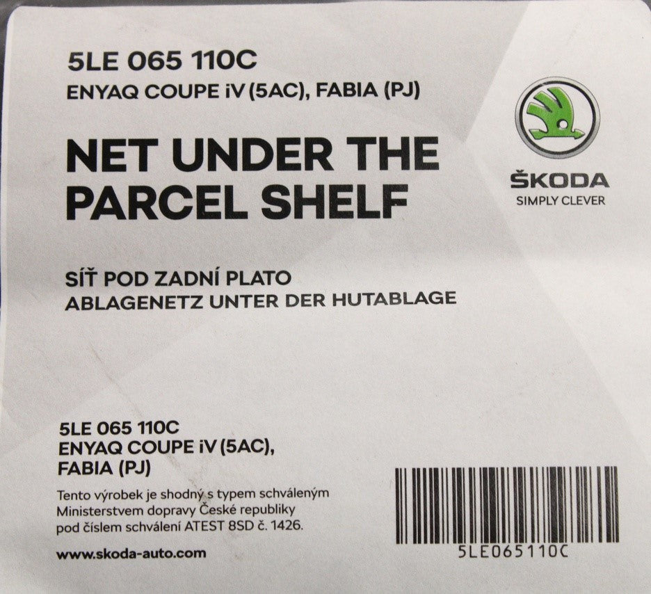 Skoda Fabia 2022-on luggage compartment storage cargo net 5LE065110C