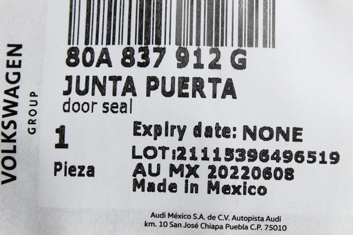 Audi Q5 2017-on door seal (outer, front right) 80A837912G