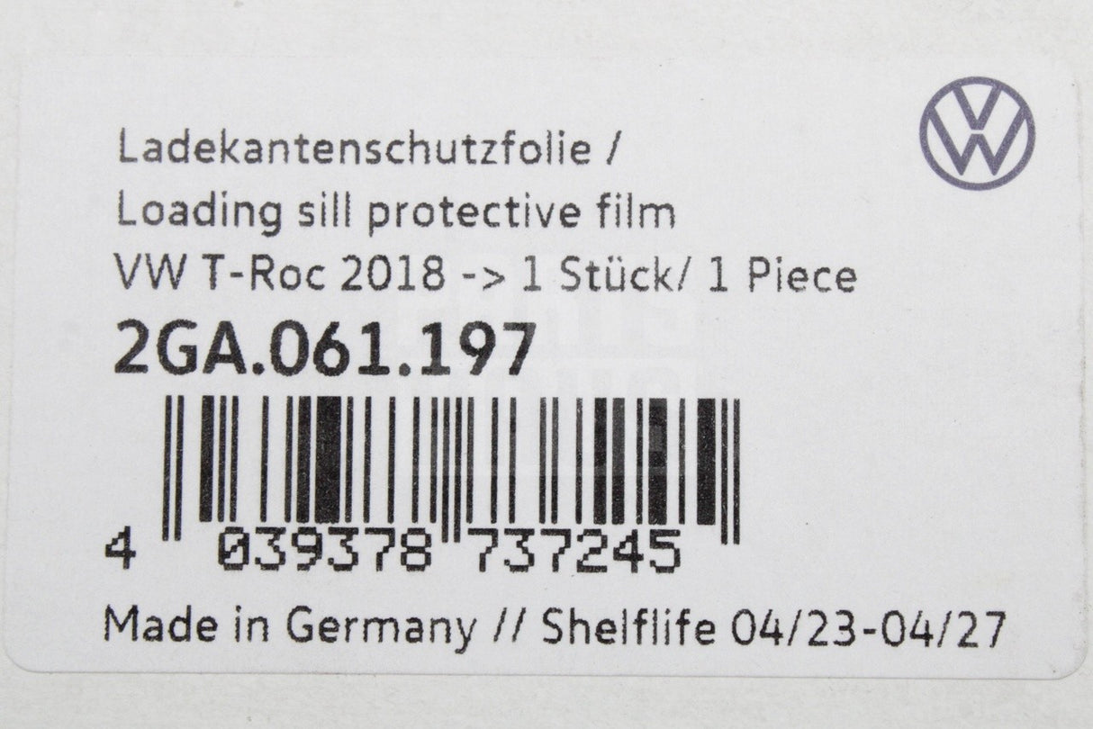 VW T-Roc 2018-2026 rear bumper protective film 2GA061197
