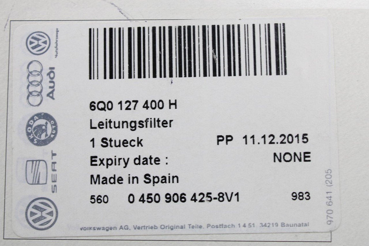 VW Polo 9N3 Skoda Fabia SEAT Ibiza 1.9 TDI fuel filter 6Q0127400H