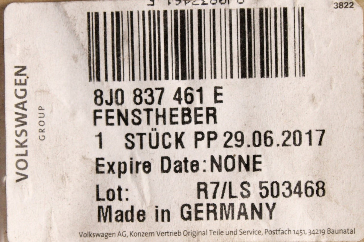 Audi TT TTS TTRS 2010-2014 window regulator (left) 8J0837461E