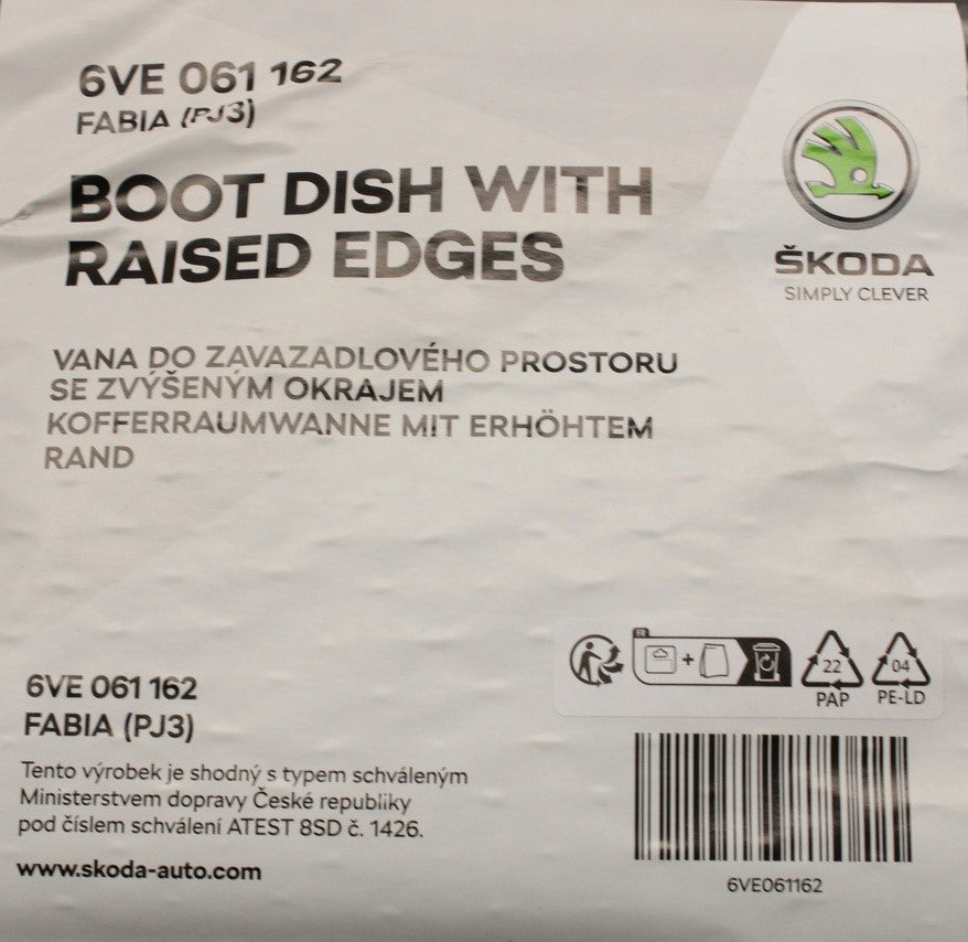 Skoda Fabia 2022-on boot liner tray 6VE061162
