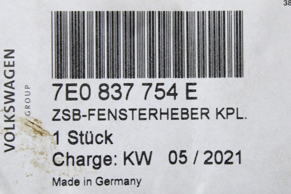 VW Transporter T5.1 T6 2010-20 power window regulator (right) 7E0837754E