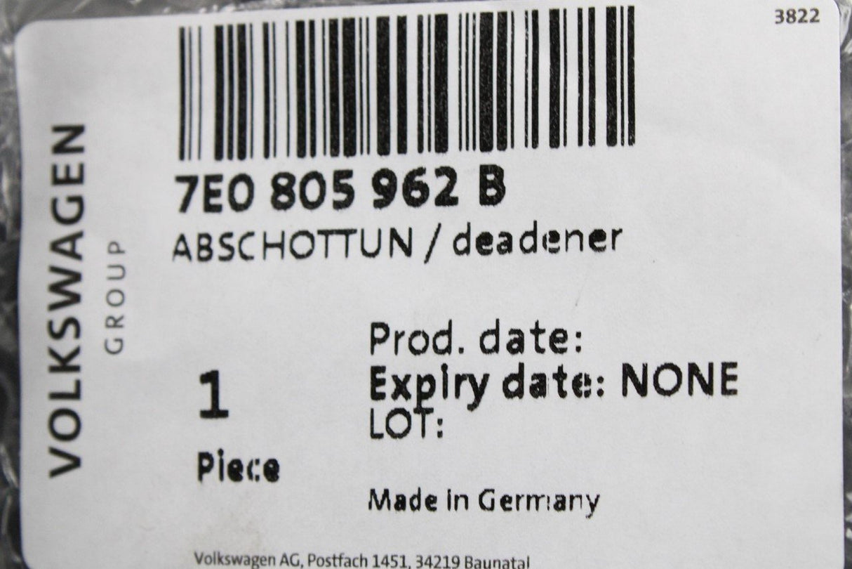 VW Transporter 2010-on noise insulation plate (lower front) 7E0805962B