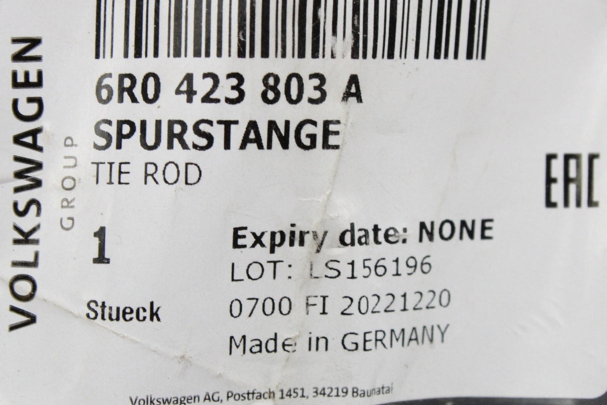 VW Polo 6R Skoda Rapid SEAT Ibiza 2010-on tie rod (left) 6R0423803A