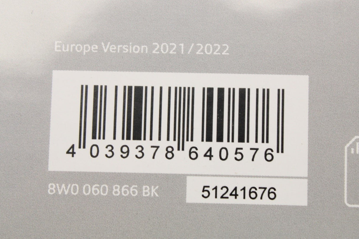 Audi MMI Navigation (MIB-HS) map data SD card (Europe 21/22) 8W0060866BK