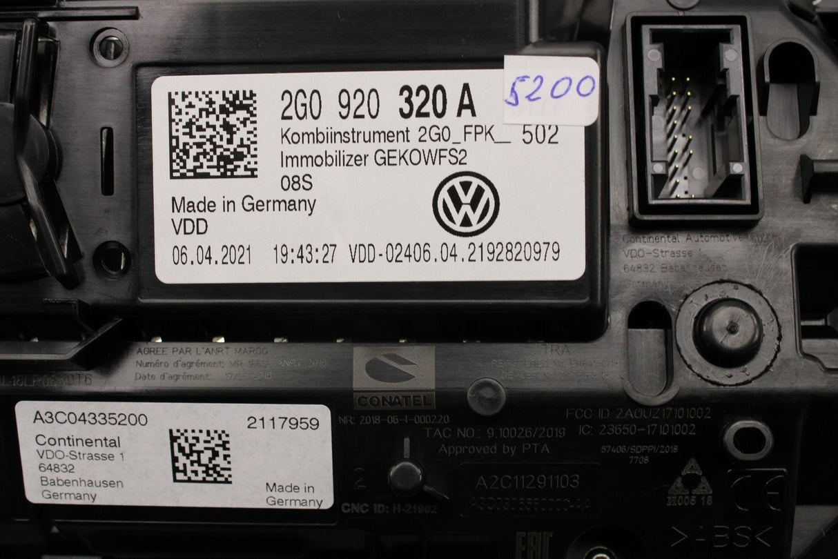 VW Polo T-Cross 2018-on virtual cockpit instrument cluster 2G0920320A
