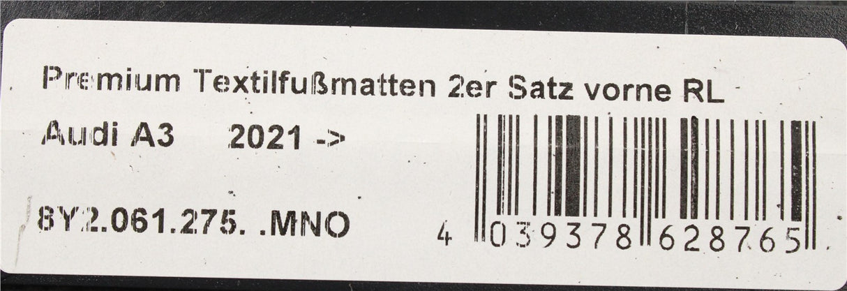 Audi A3 2020-on RHD premium textile floor mats (front) 8Y2061275 MNO