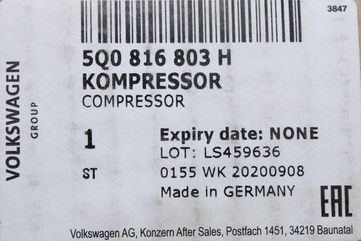 VW Audi Skoda SEAT air conditioning A/C compressor 5Q0816803H