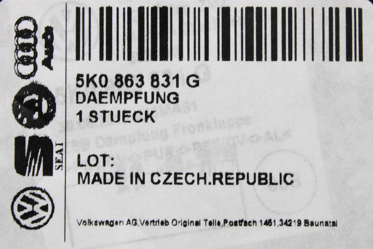 VW Golf MK6 2009-2013 engine bonnet sound deadening 5K0863831G