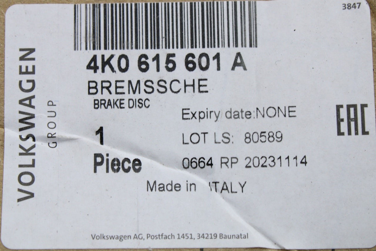Audi RS6 RS7 RSQ8 2020-on rear brake discs pair (370x30mm) 4K0615601A