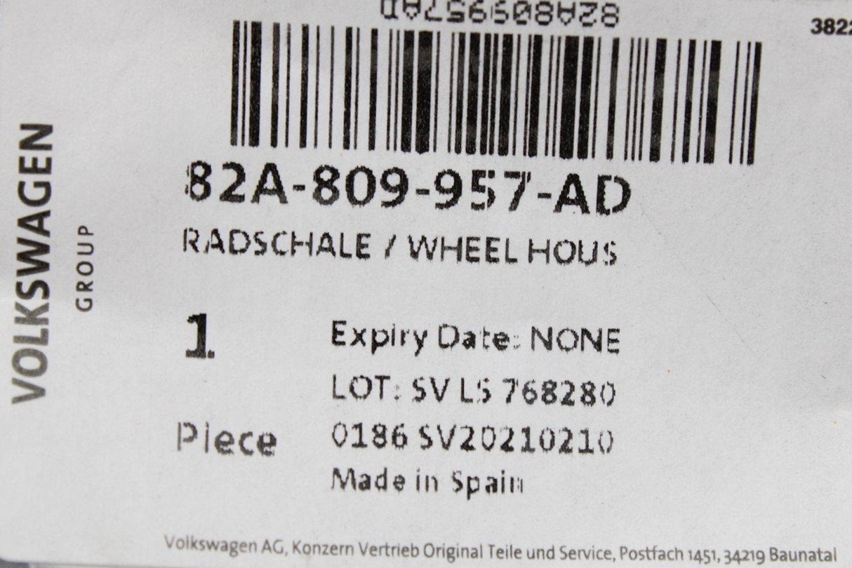 Audi A1 2019-on wheel arch liner housing (front left) 82A809957AD