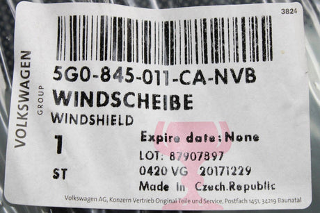 VW Golf MK7 MK7.5 front windscreen glass (laminated) 5G0845011CA NVB