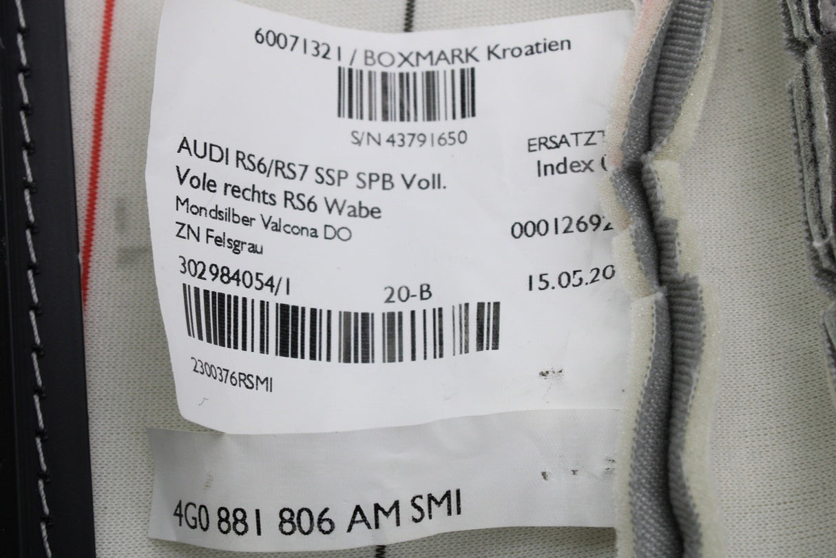 Audi RS6 2013-2018 front seat backrest cover (right) 4G0881806AM SMI