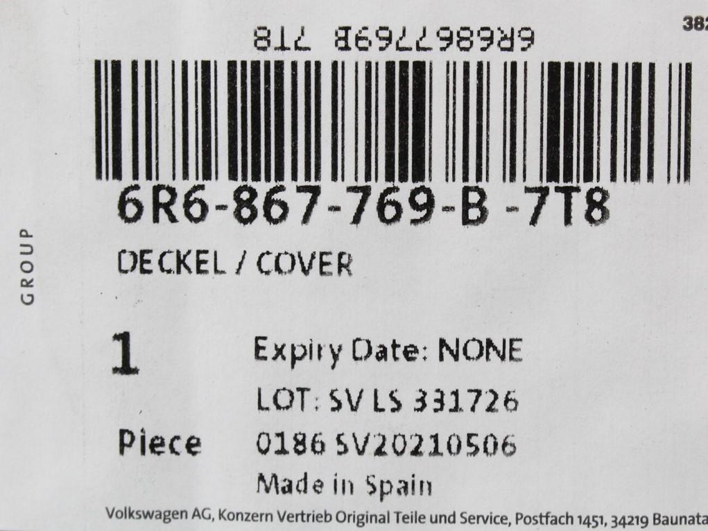 VW Polo 6R 6C 2010-17 rear parcel shelf load cover 6R6867769B 7T8