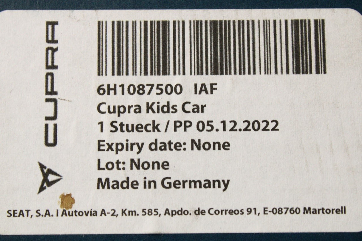 CUPRA kids ride on toy car 6H1087500 IAF