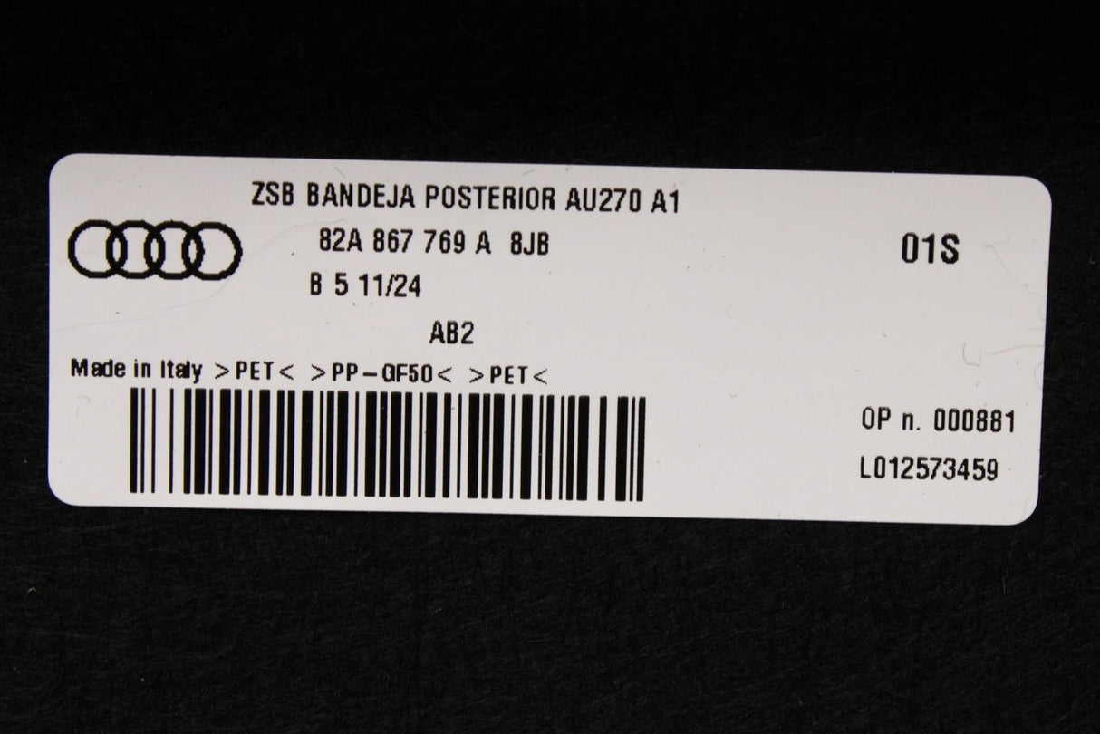 Audi A1 2019-on parcel shelf 82A867769A 8JB