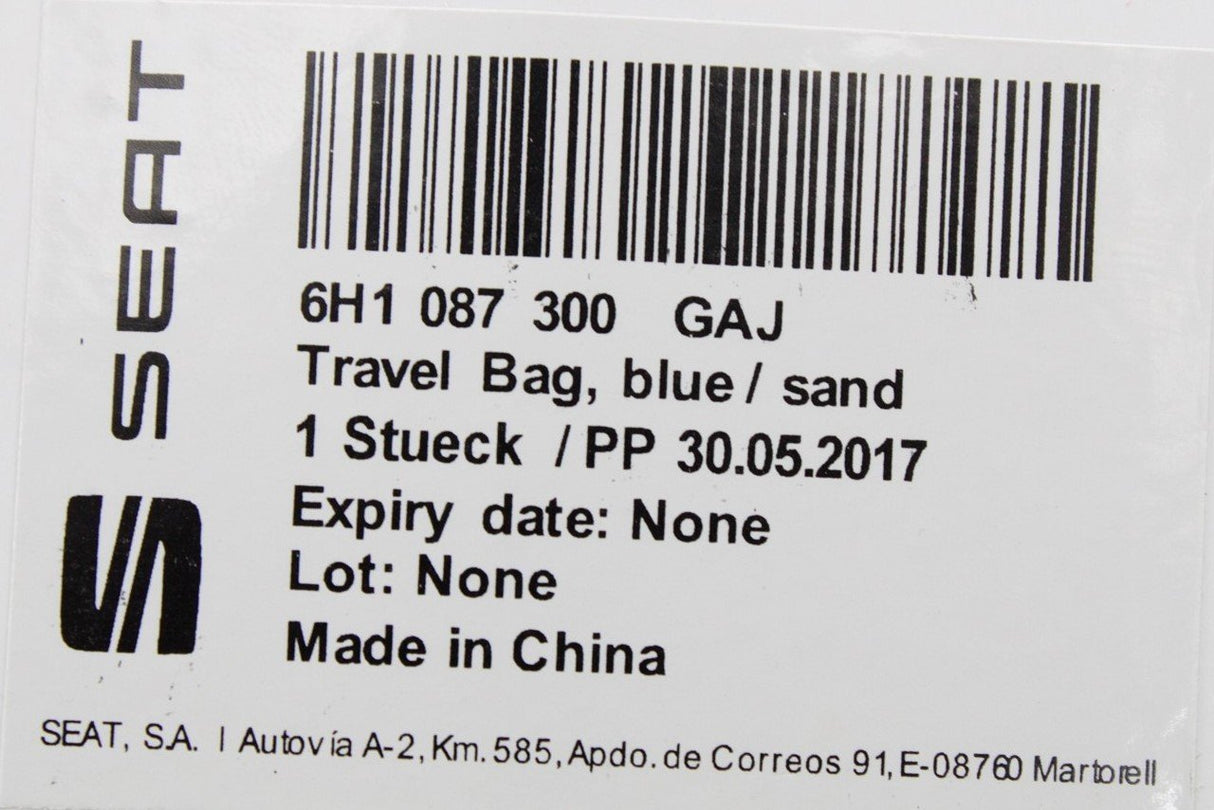 SEAT branded travel bag accessory 6H1087300 GAJ