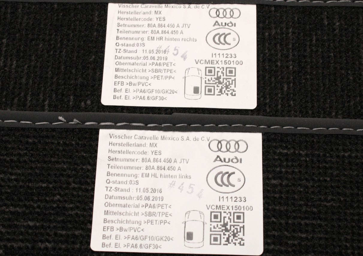 Audi Q5 2017-25 rear carpet floor mats set 80A864450A JTV