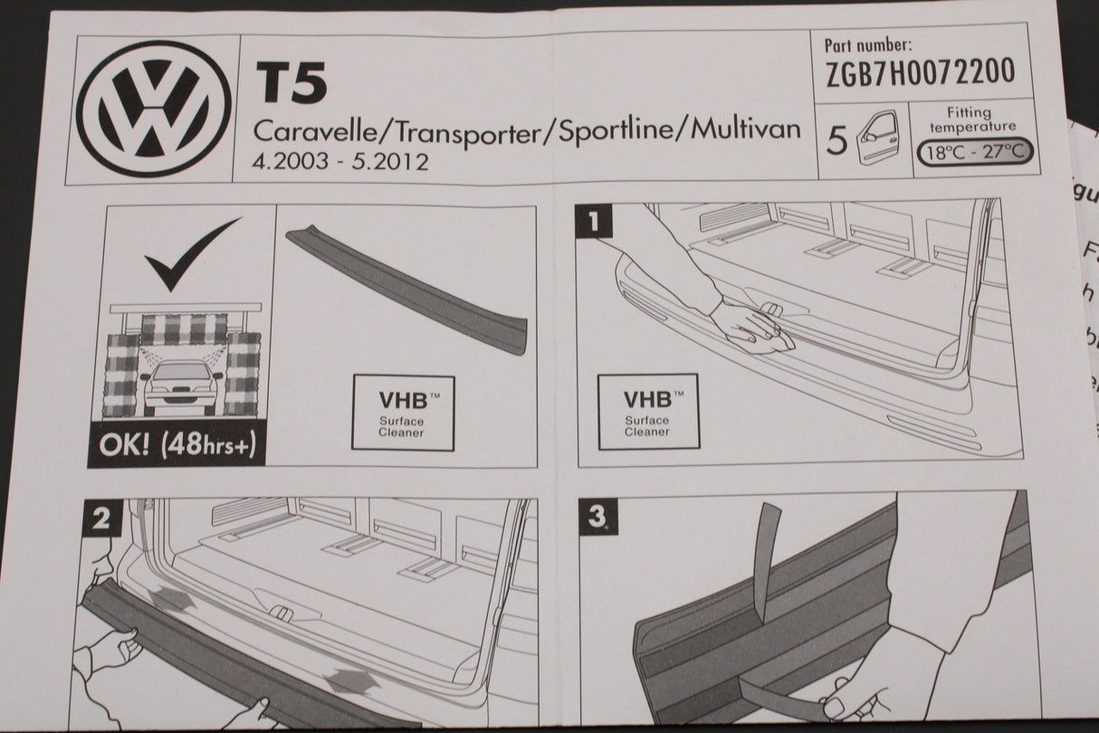 VW Transporter T5 T5.1 2003-2015 rear bumper protector ZGB7H0072200