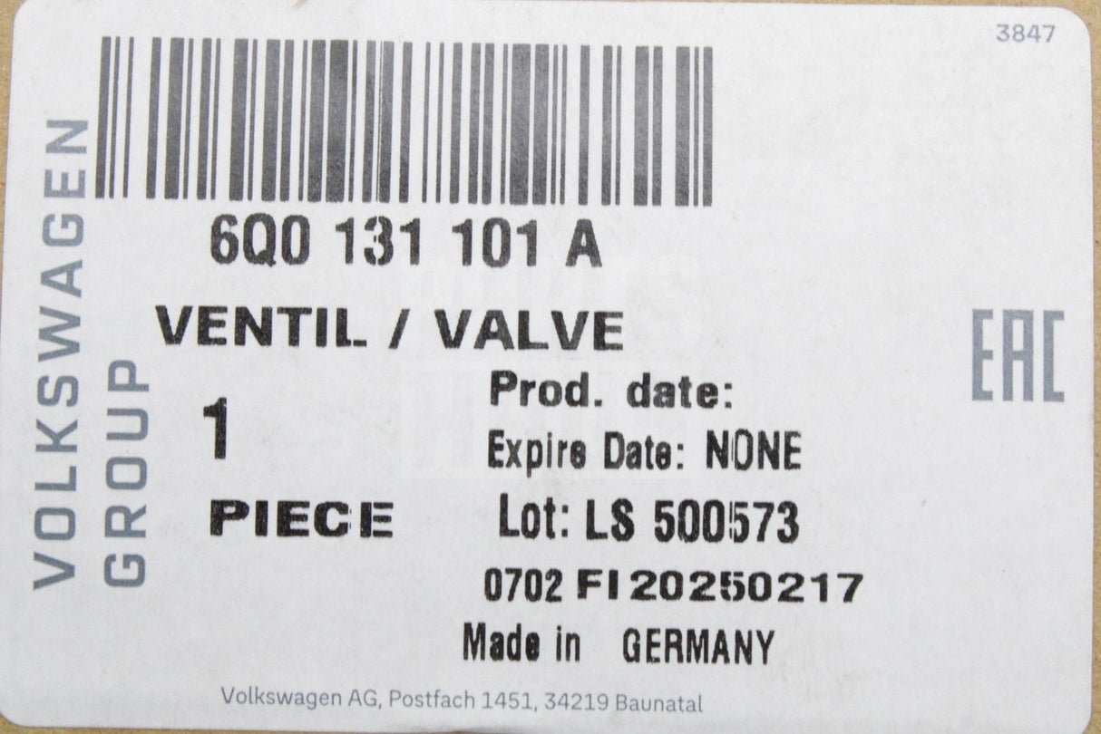 VW Fox Skoda Fabia SEAT Ibiza 1.4 1.9 TDI fuel kombi valve 6Q0131101A