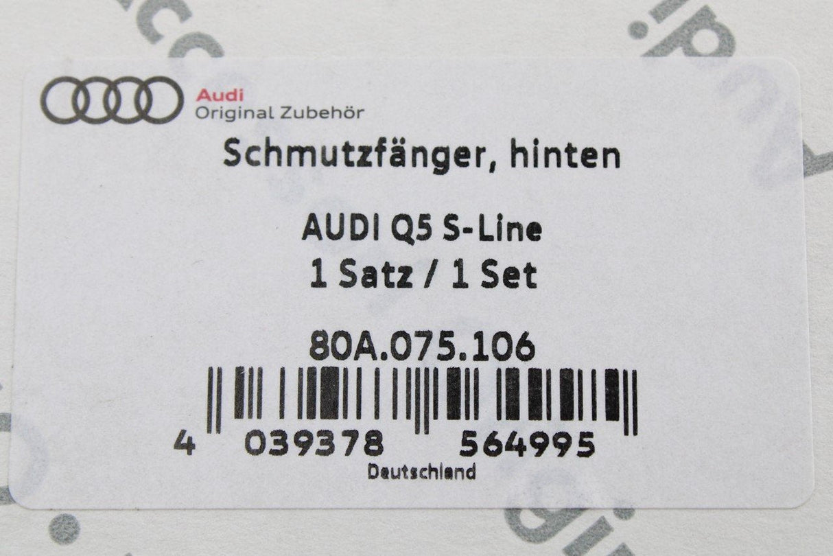 Audi Q5 S-line 2017-21 rear mud flaps with fixings 80A075106