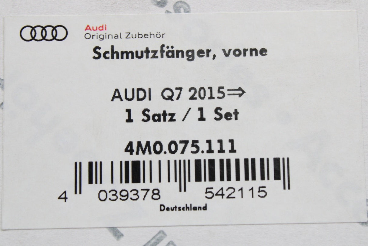 Audi Q7 S-line 2015-on accessory mud flaps (front) 4M0075111