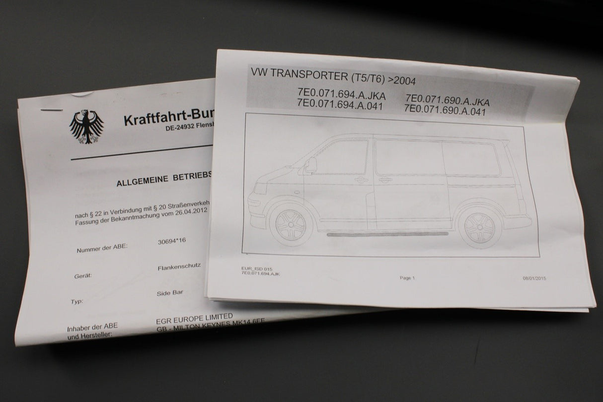 VW Transporter T5 T5.1 T6 T6.1 black side bars (SWB) ZGB7H0071688B