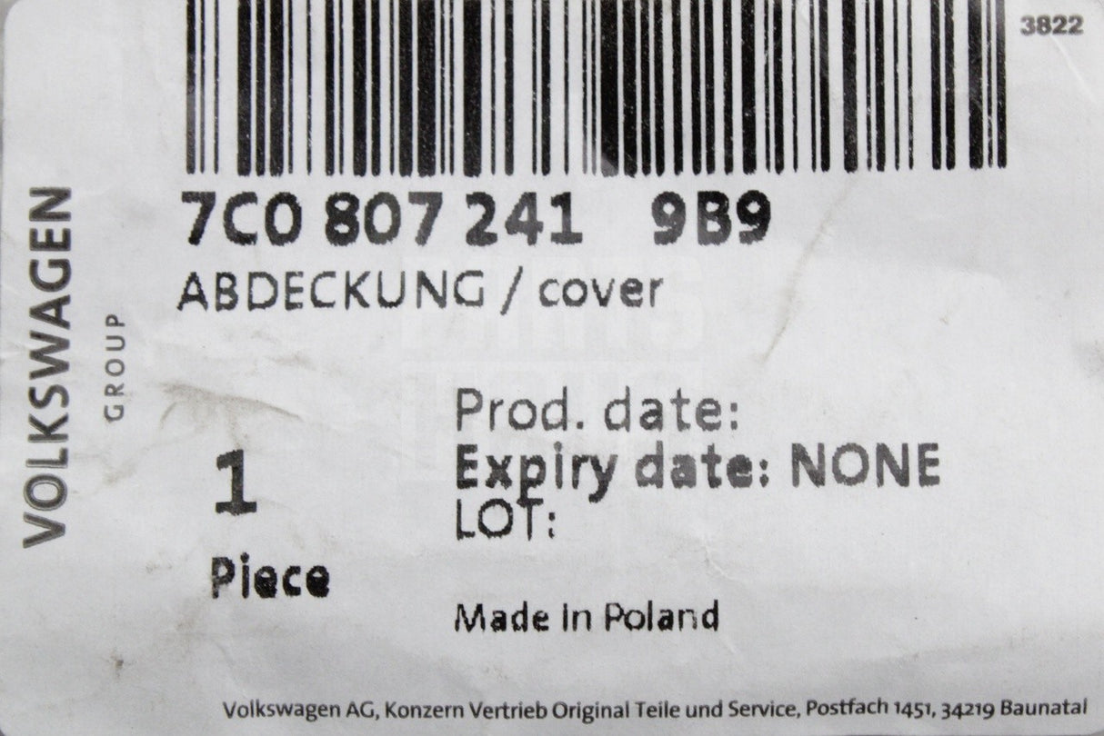 VW Crafter 2017-on front bumper towing eye cover 7C0807241 9B9